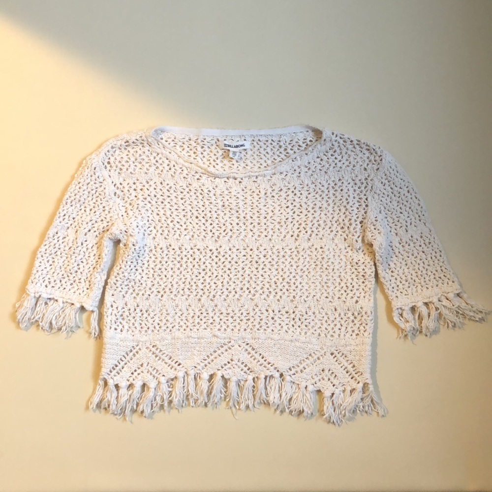 BILLABONG Crotchet Tassel Hem Crop Top‎ Sz Small